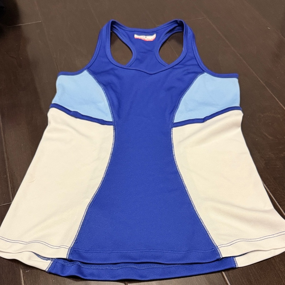 Blue and White Athletic Tank Top